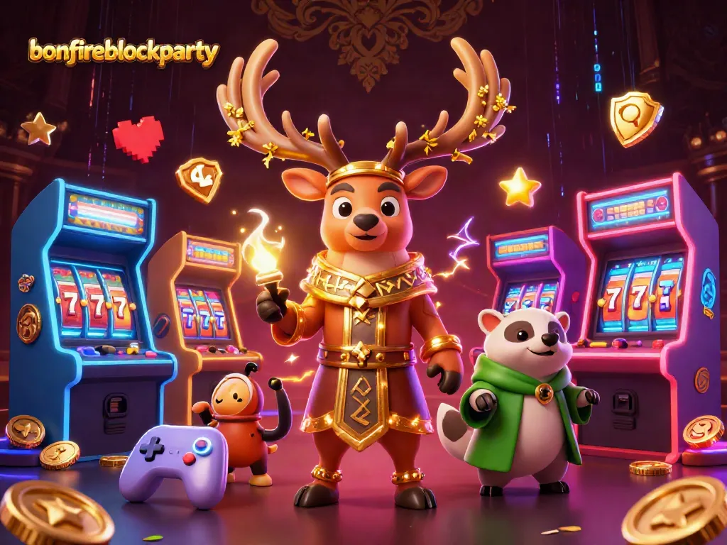 Engaging bonfireblockparty themed casino illustration featuring druid and gaming elements.